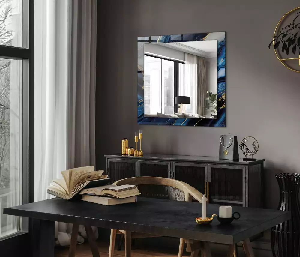 Négyszögletes díszes tükör Absztrakt márvány művészet