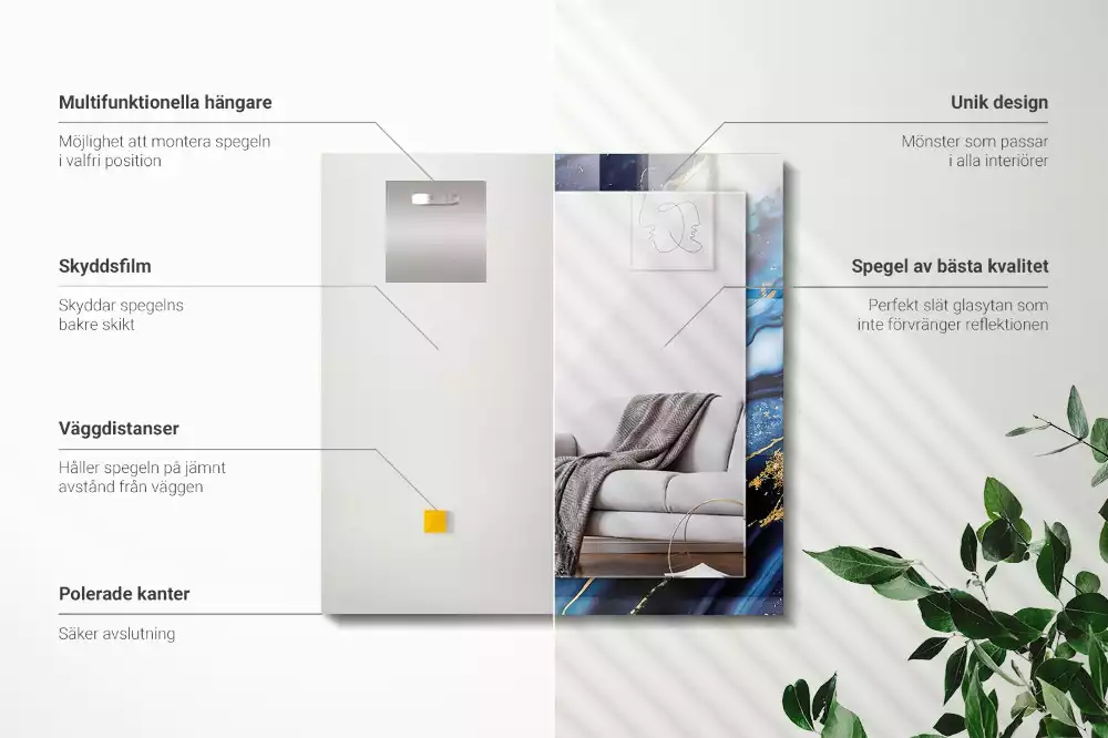 Négyszögletes díszes tükör Absztrakt márvány művészet