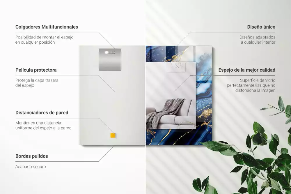 Négyszögletes díszes tükör Absztrakt márvány művészet