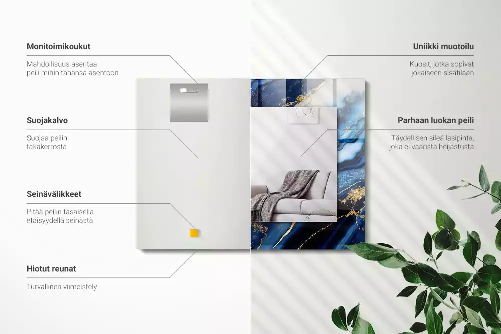 Négyszögletes díszes tükör Absztrakt márvány művészet