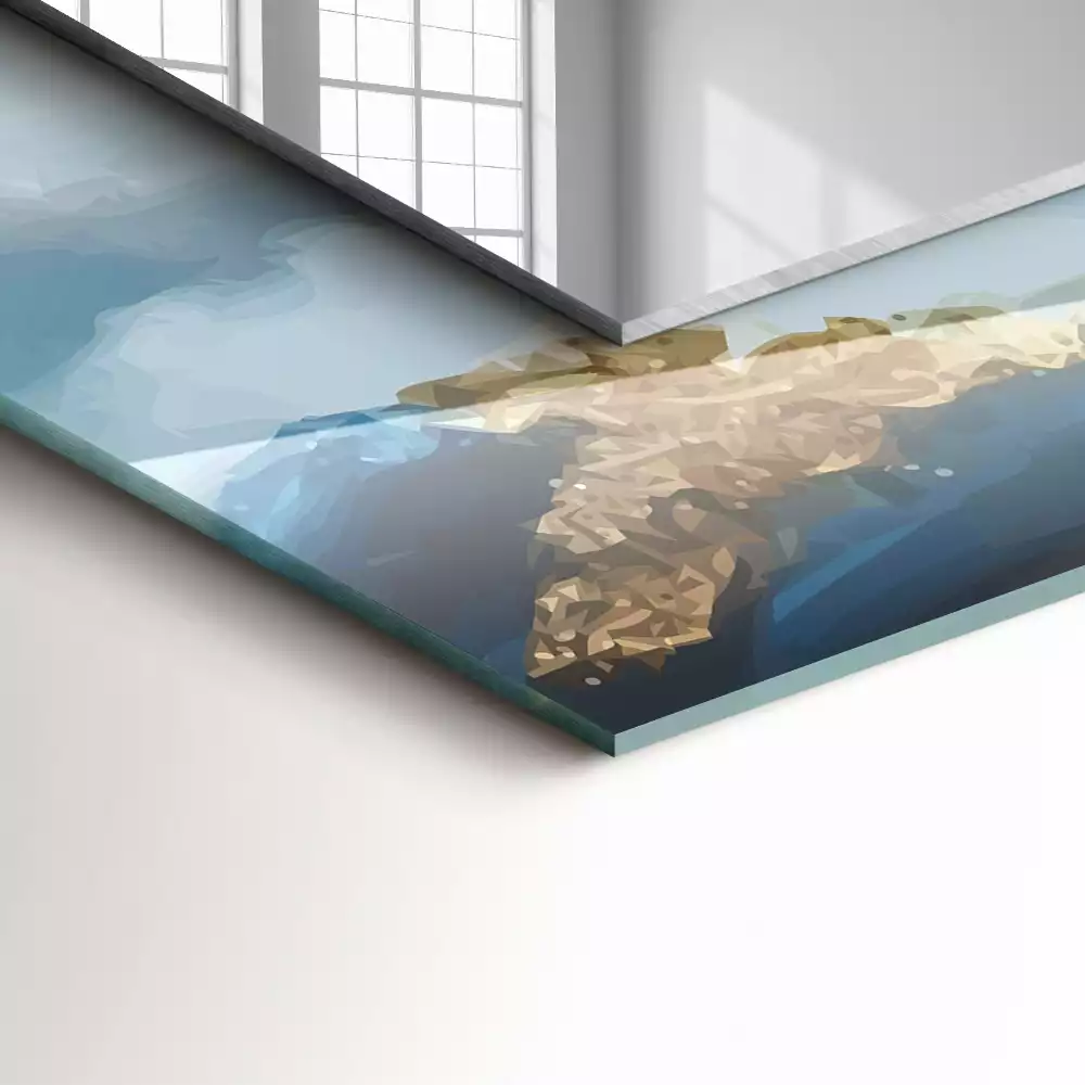 Négyszögletes díszes tükör Hegyek a ködben