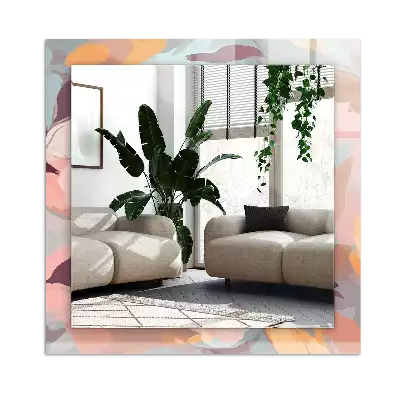 Négyszögletes díszes tükör Virágok levelei pasztell