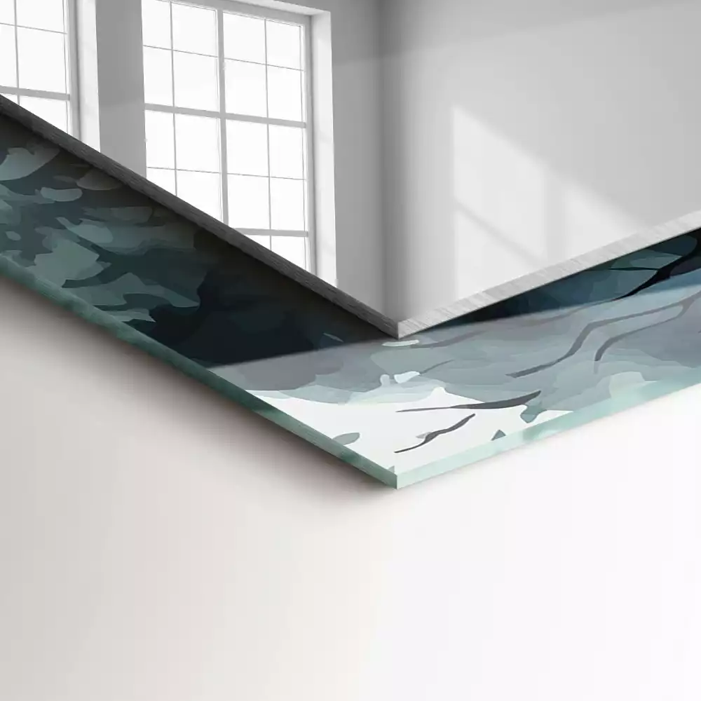 Négyszögletes díszes tükör Erdő a ködben