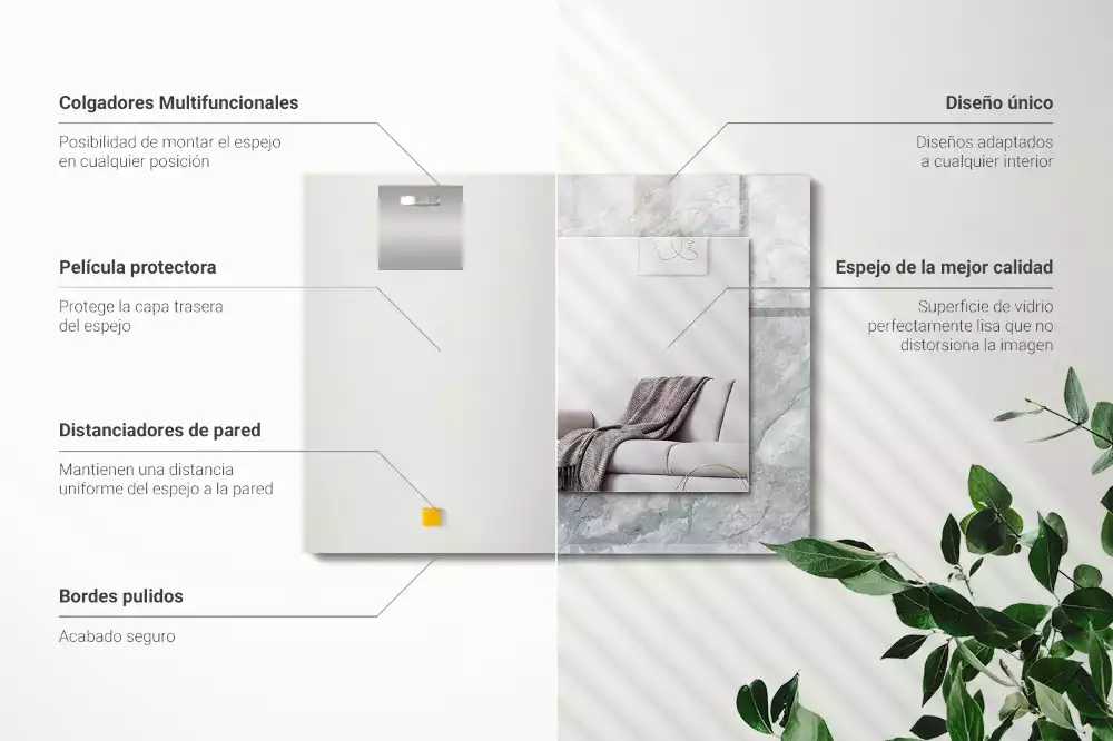 Négyszögletes díszes tükör Márványszürke erek