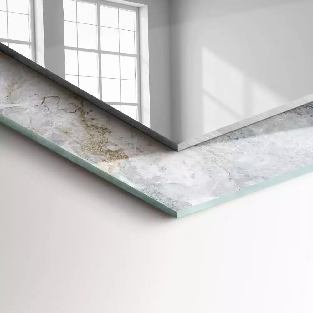 Négyszögletes díszes tükör Márványszürke erek