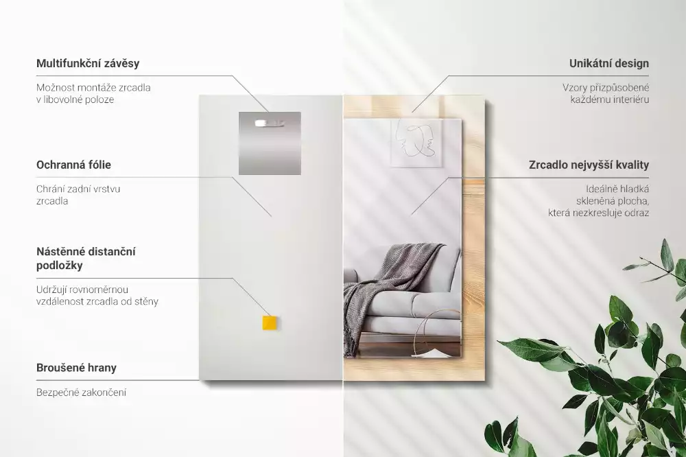 Négyszögletes díszes tükör Fa tábla textúra