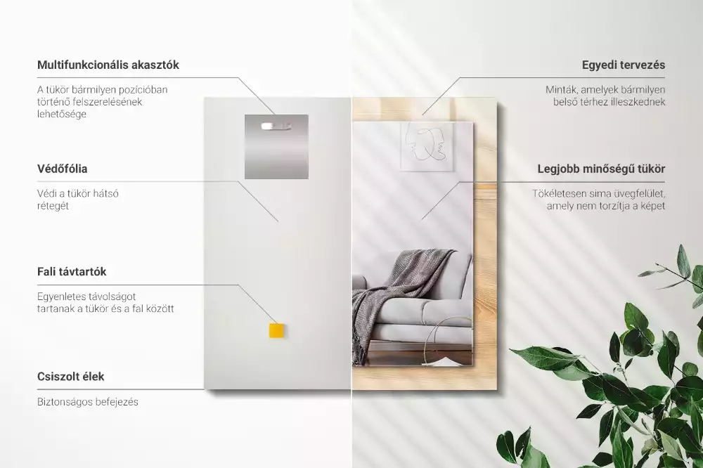 Négyszögletes díszes tükör Fa tábla textúra