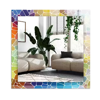 Négyszögletes díszes tükör Színes absztrakt mozaik