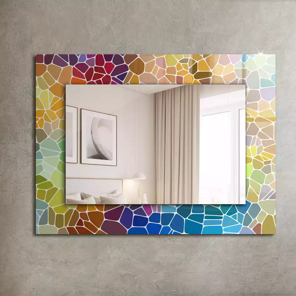 Négyszögletes díszes tükör Színes absztrakt mozaik