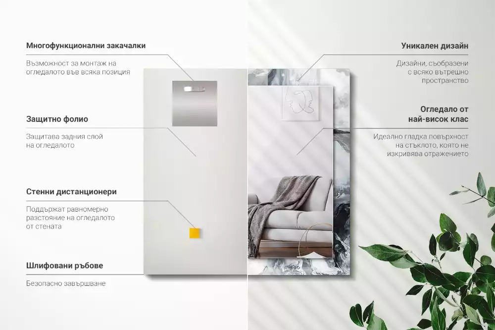 Négyszögletes díszes tükör Absztrakt festmény kompozíció