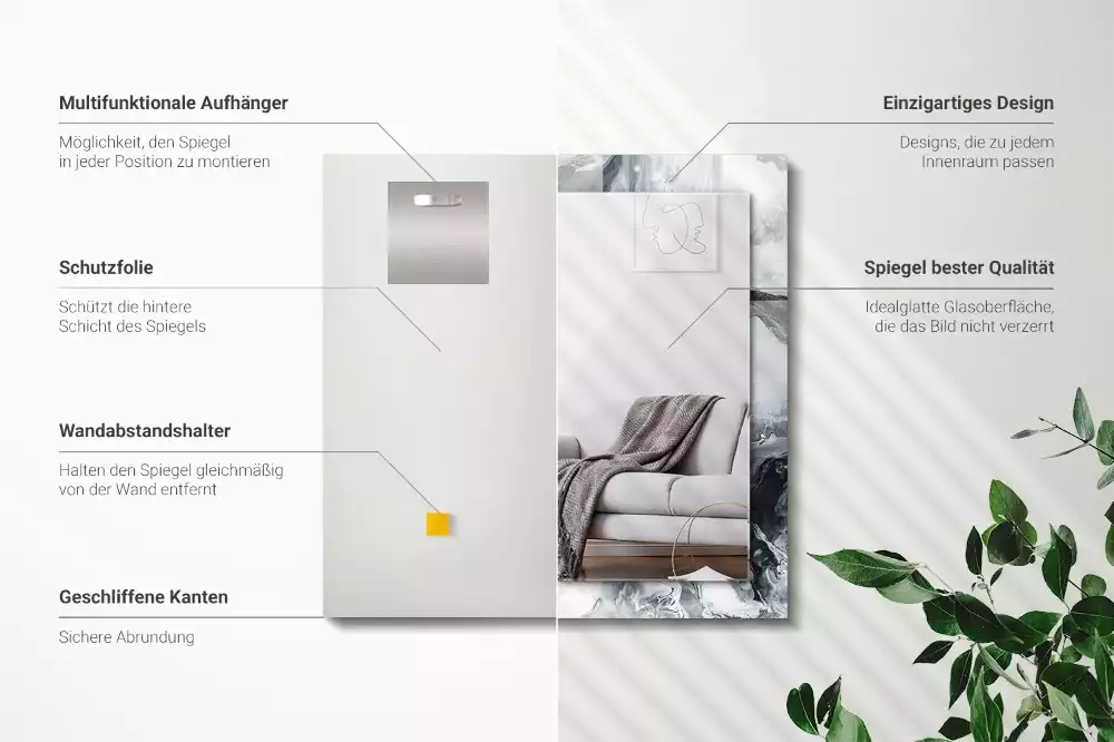 Négyszögletes díszes tükör Absztrakt festmény kompozíció