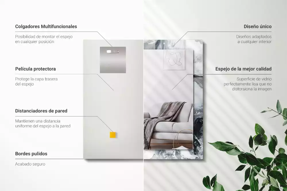 Négyszögletes díszes tükör Absztrakt festmény kompozíció