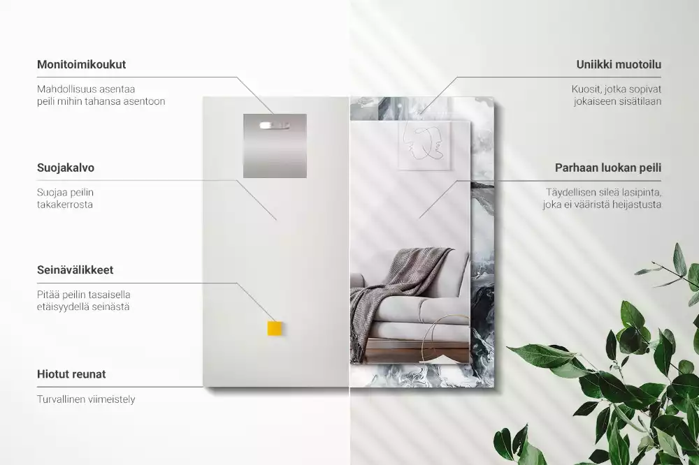 Négyszögletes díszes tükör Absztrakt festmény kompozíció