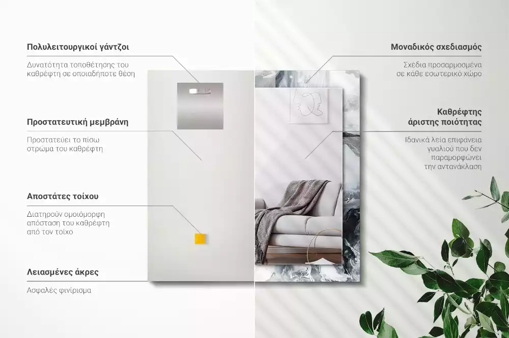 Négyszögletes díszes tükör Absztrakt festmény kompozíció