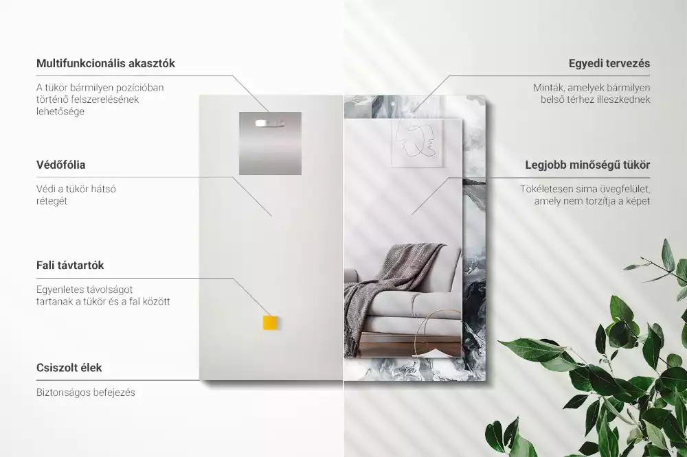 Négyszögletes díszes tükör Absztrakt festmény kompozíció