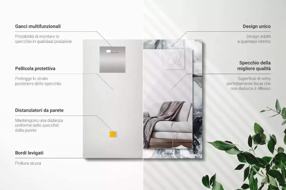 Négyszögletes díszes tükör Absztrakt festmény kompozíció