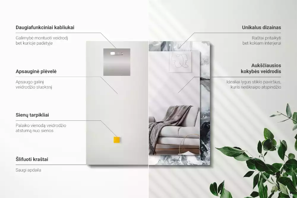 Négyszögletes díszes tükör Absztrakt festmény kompozíció