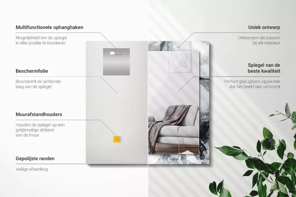 Négyszögletes díszes tükör Absztrakt festmény kompozíció