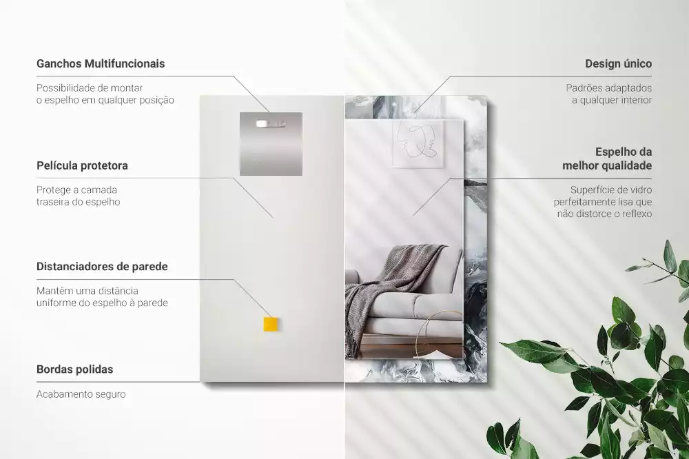 Négyszögletes díszes tükör Absztrakt festmény kompozíció