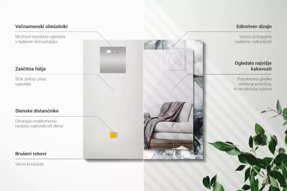 Négyszögletes díszes tükör Absztrakt festmény kompozíció