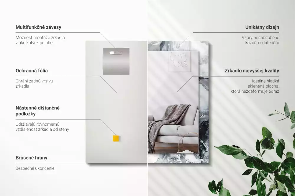 Négyszögletes díszes tükör Absztrakt festmény kompozíció