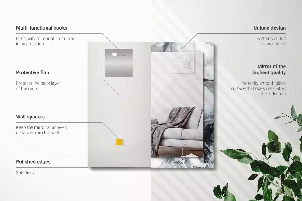 Négyszögletes díszes tükör Absztrakt festmény kompozíció