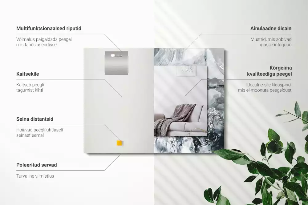 Négyszögletes díszes tükör Absztrakt festmény kompozíció