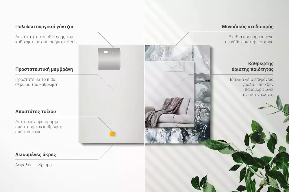 Négyszögletes díszes tükör Absztrakt festmény kompozíció