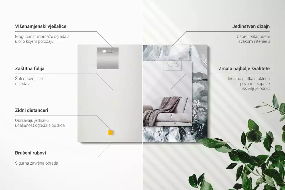 Négyszögletes díszes tükör Absztrakt festmény kompozíció