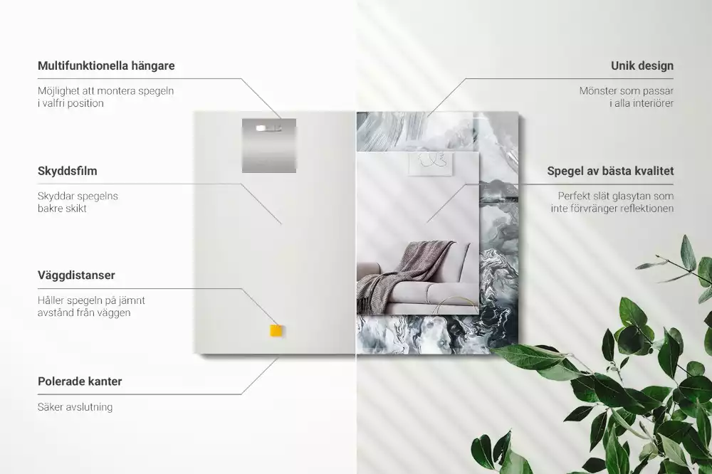 Négyszögletes díszes tükör Absztrakt festmény kompozíció