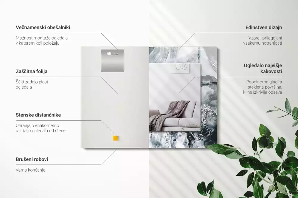 Négyszögletes díszes tükör Absztrakt festmény kompozíció