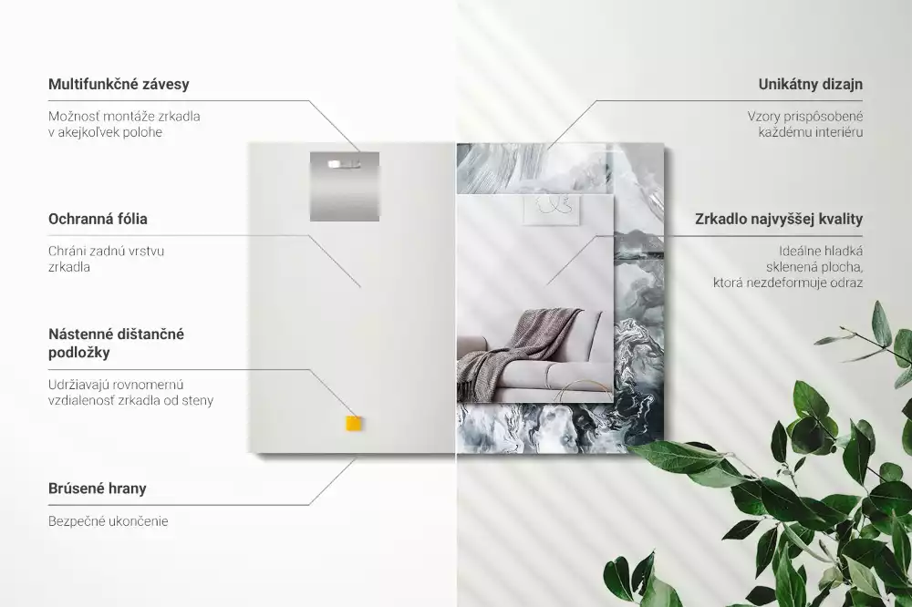 Négyszögletes díszes tükör Absztrakt festmény kompozíció