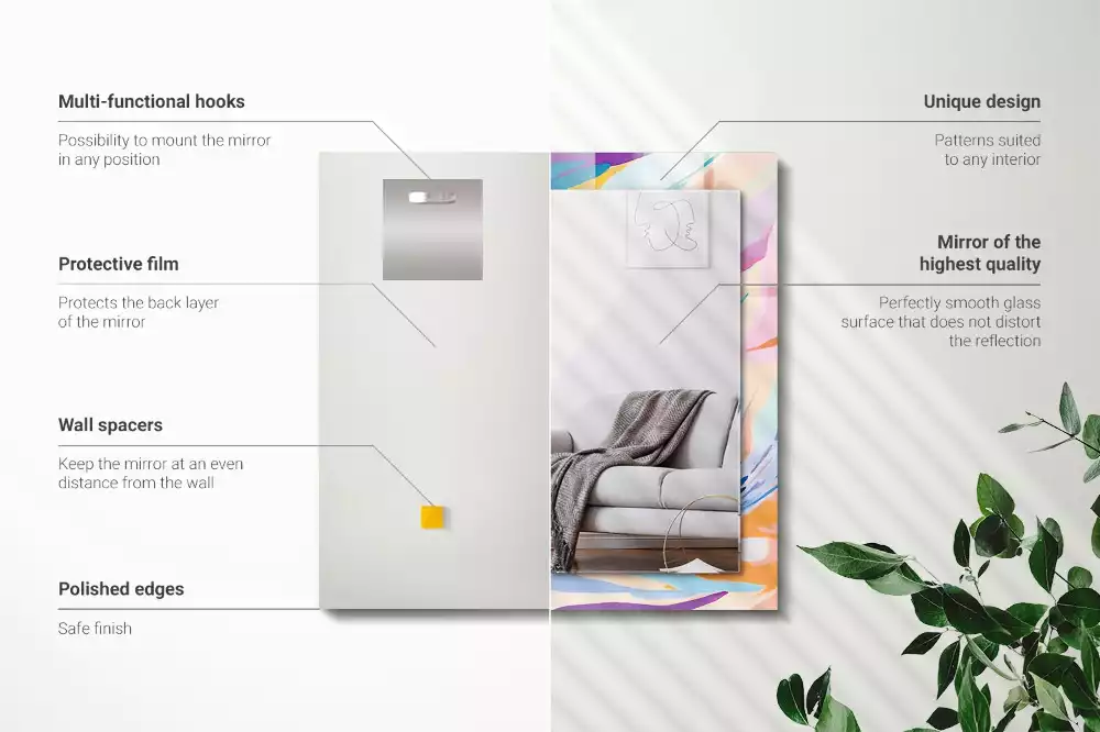 Négyszögletes díszes tükör Absztrakt színes vonások