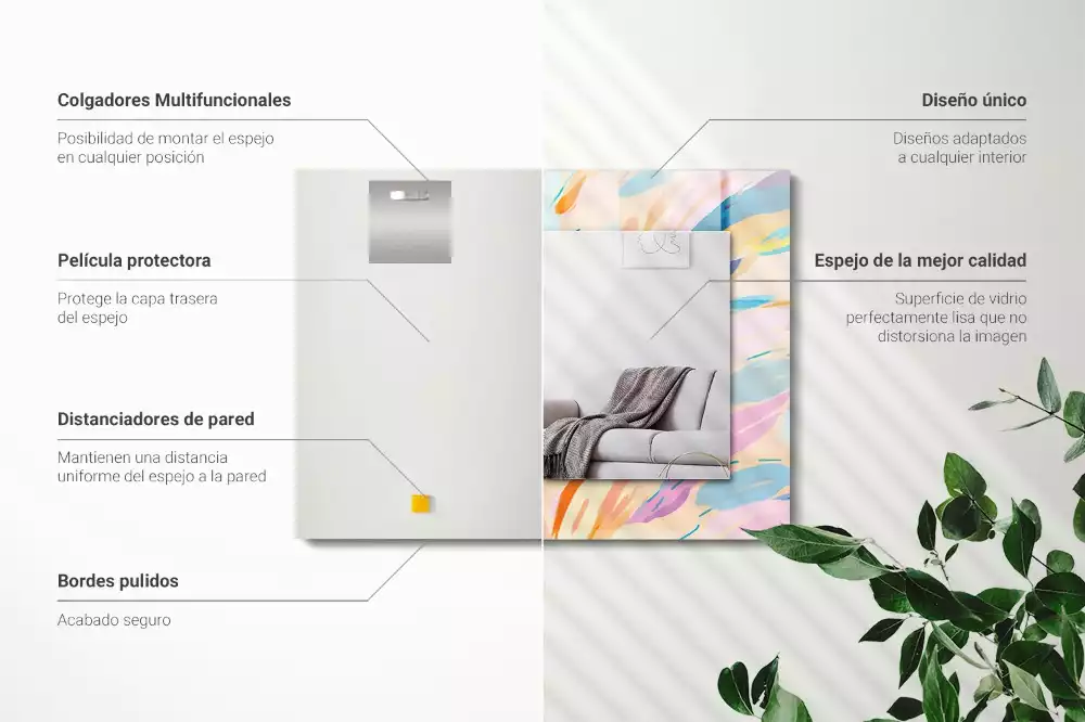 Négyszögletes díszes tükör Absztrakt színes vonások