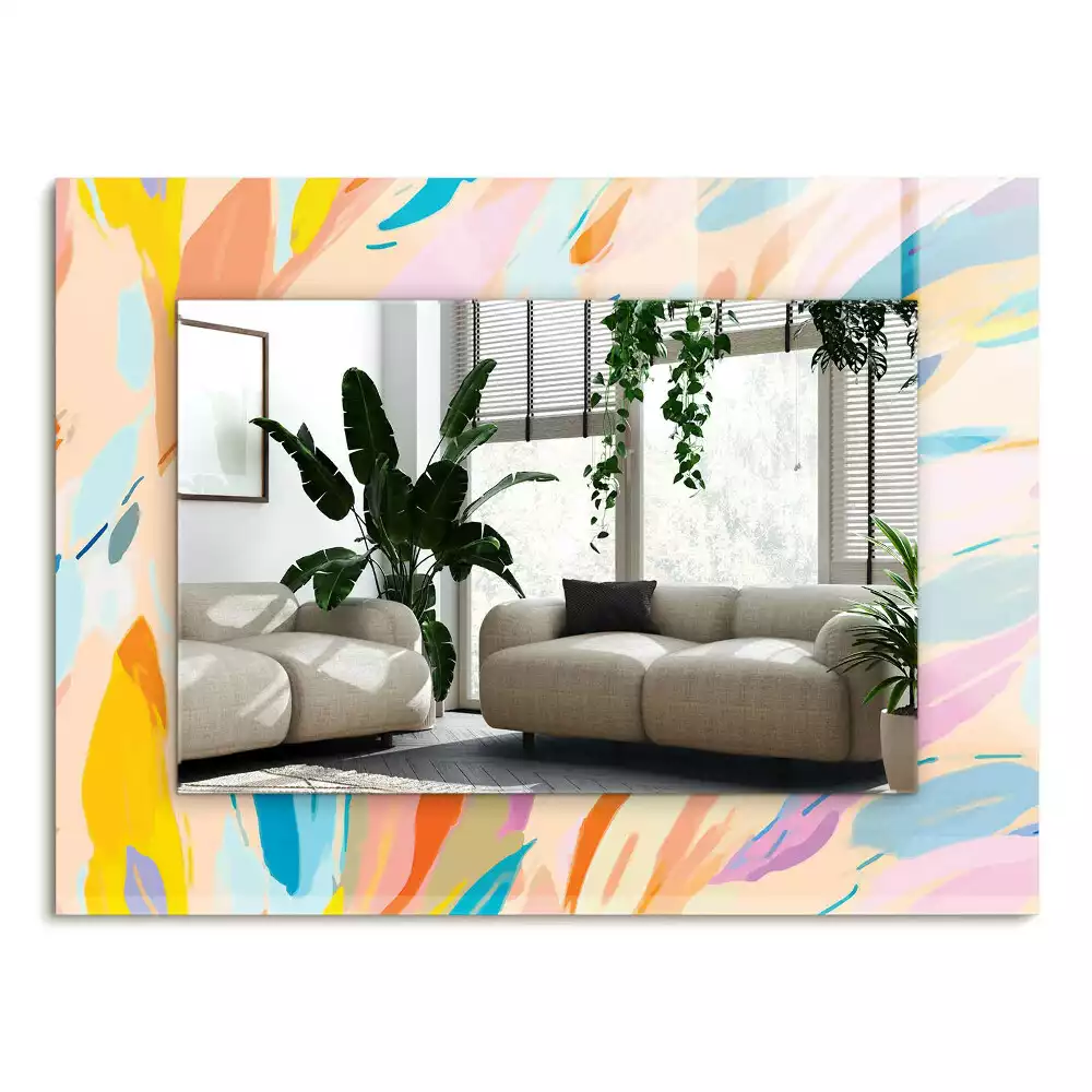 Négyszögletes díszes tükör Absztrakt színes vonások