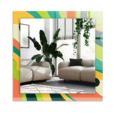 Négyszögletes díszes tükör Absztrakt színes minták