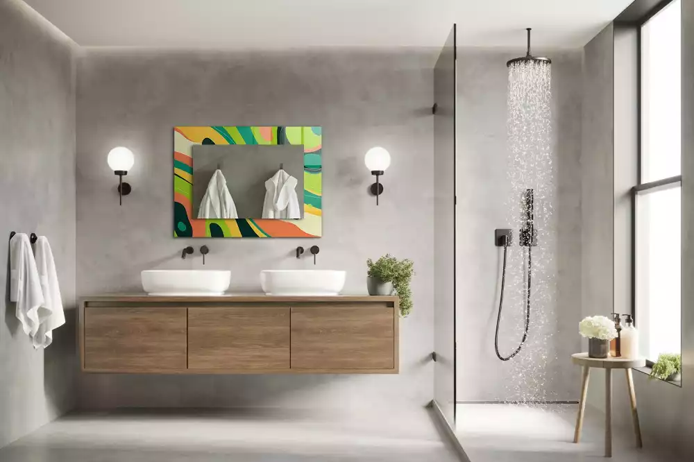 Négyszögletes díszes tükör Absztrakt színes minták