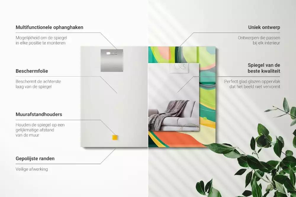 Négyszögletes díszes tükör Absztrakt színes minták