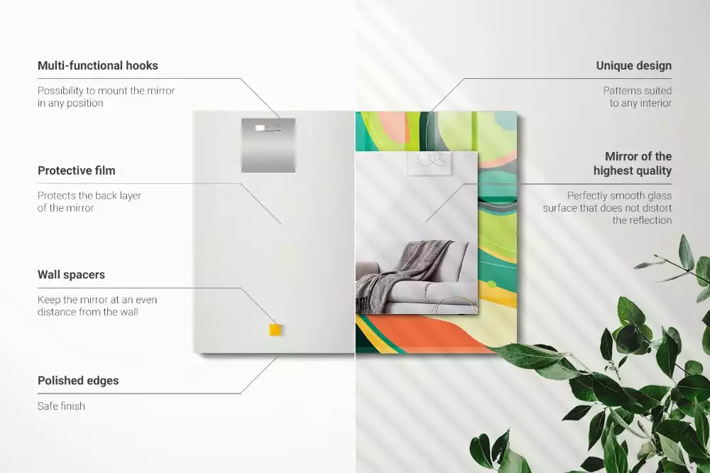 Négyszögletes díszes tükör Absztrakt színes minták