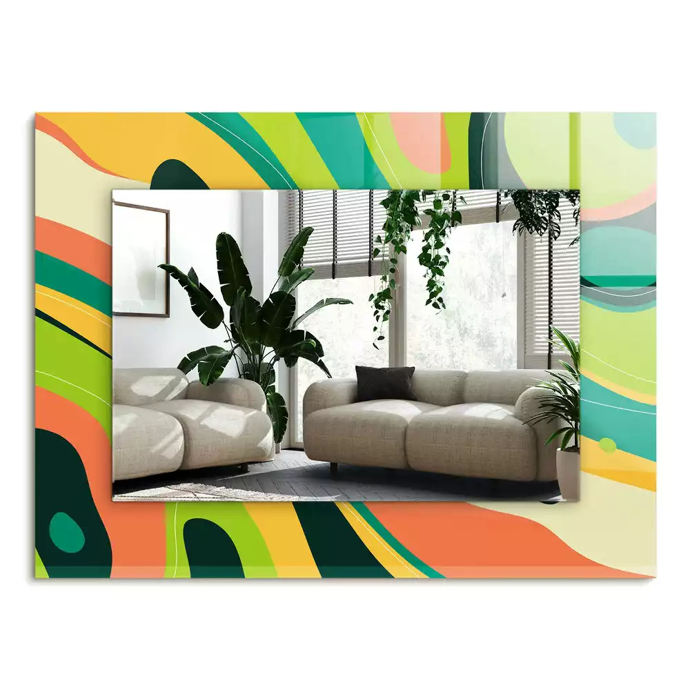 Négyszögletes díszes tükör Absztrakt színes minták