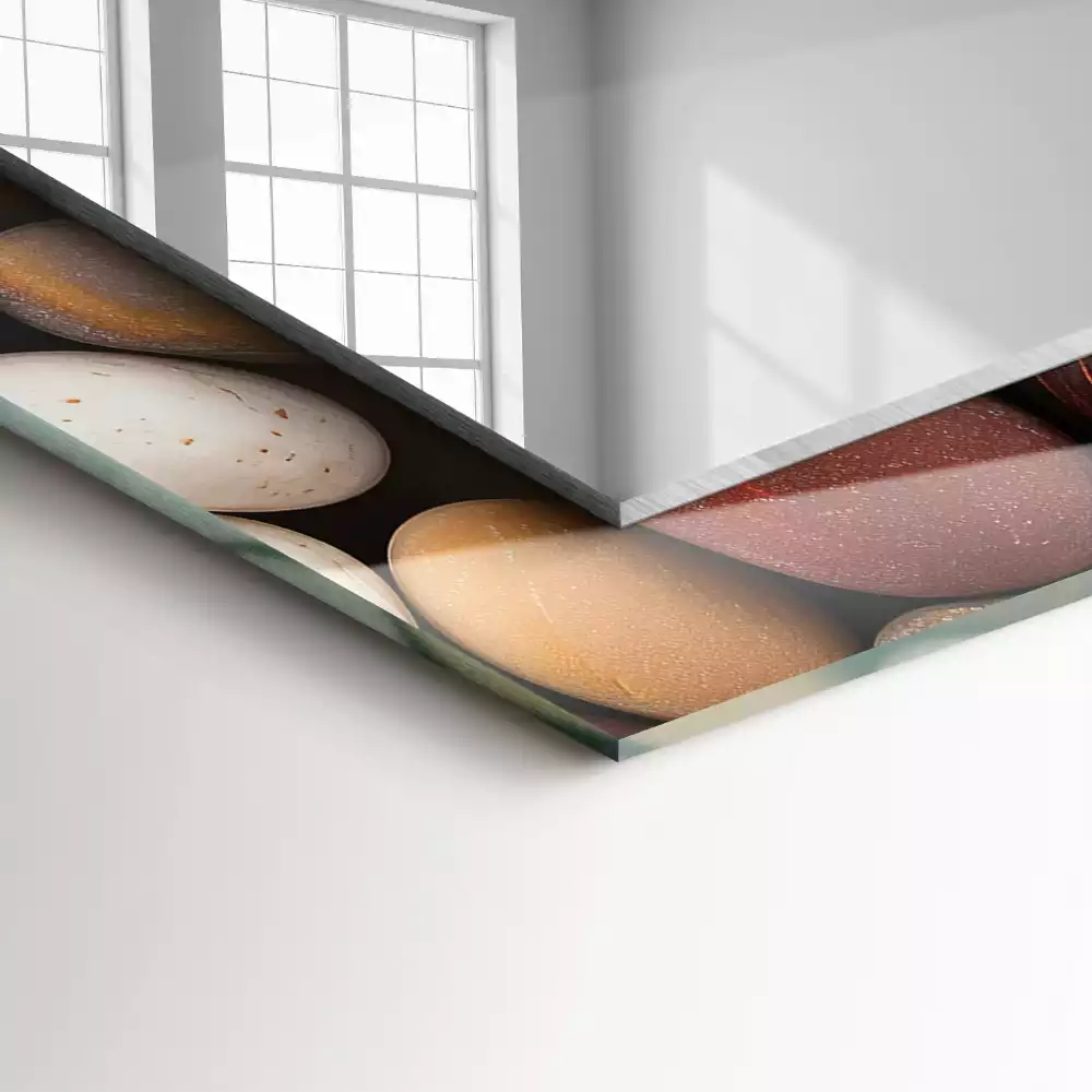 Négyszögletes díszes tükör Színes sima kövek