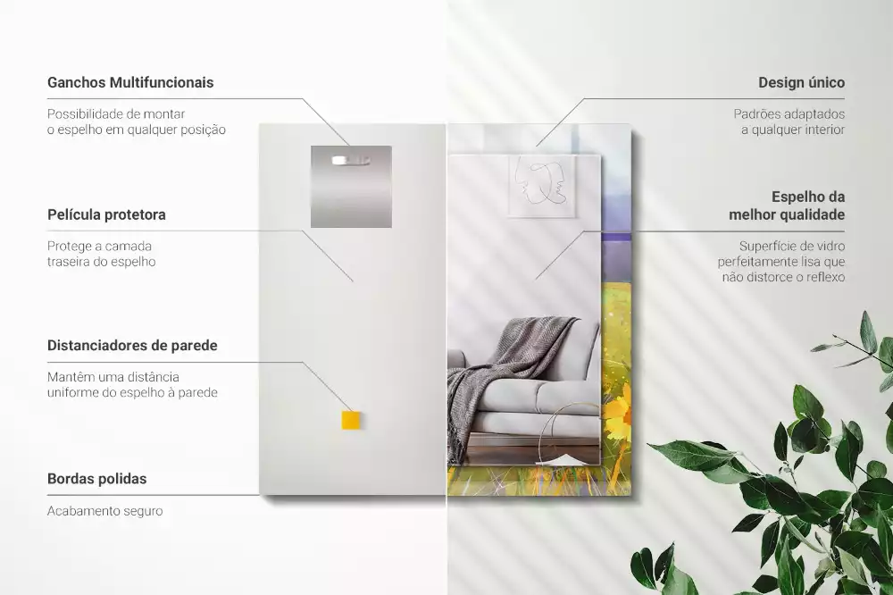 Négyszögletes díszes tükör Napraforgó mező