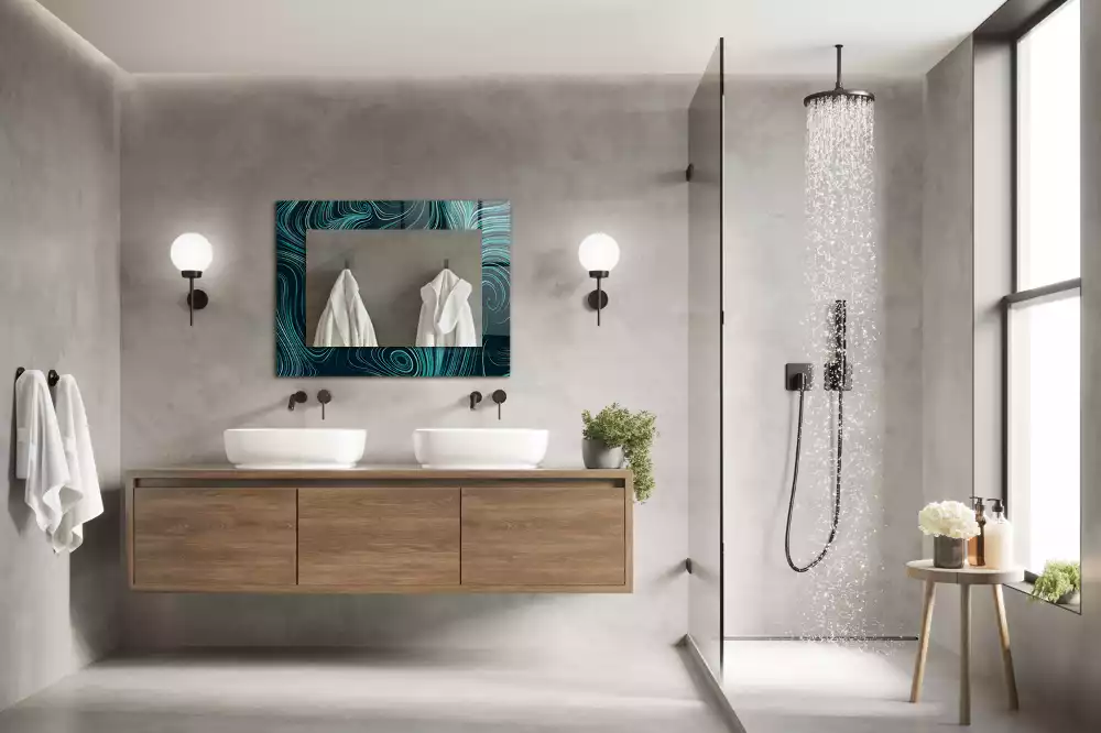 Négyszögletes díszes tükör Absztrakt vonalak minták