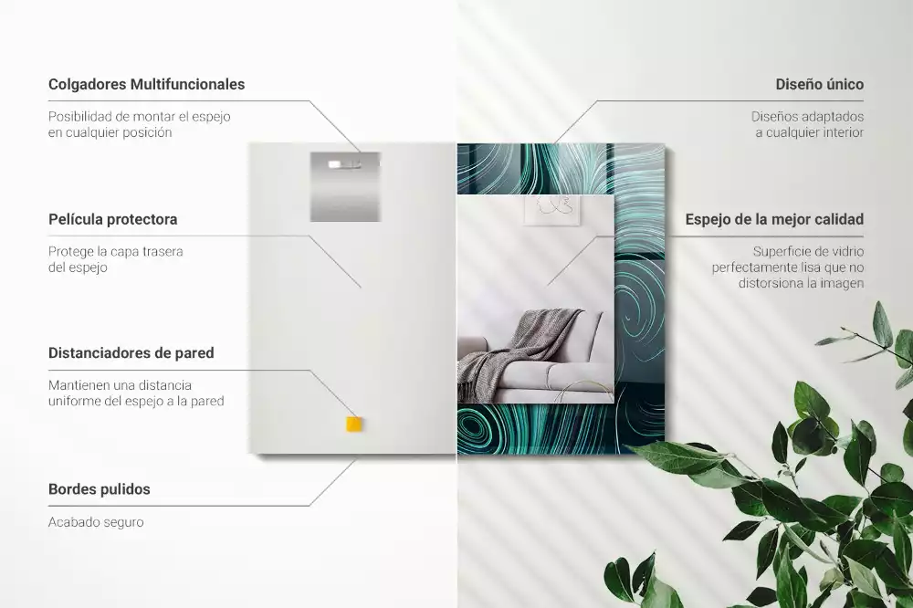 Négyszögletes díszes tükör Absztrakt vonalak minták