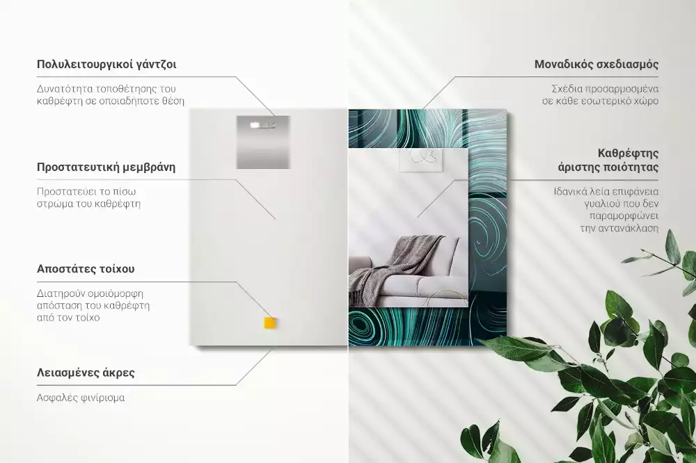 Négyszögletes díszes tükör Absztrakt vonalak minták