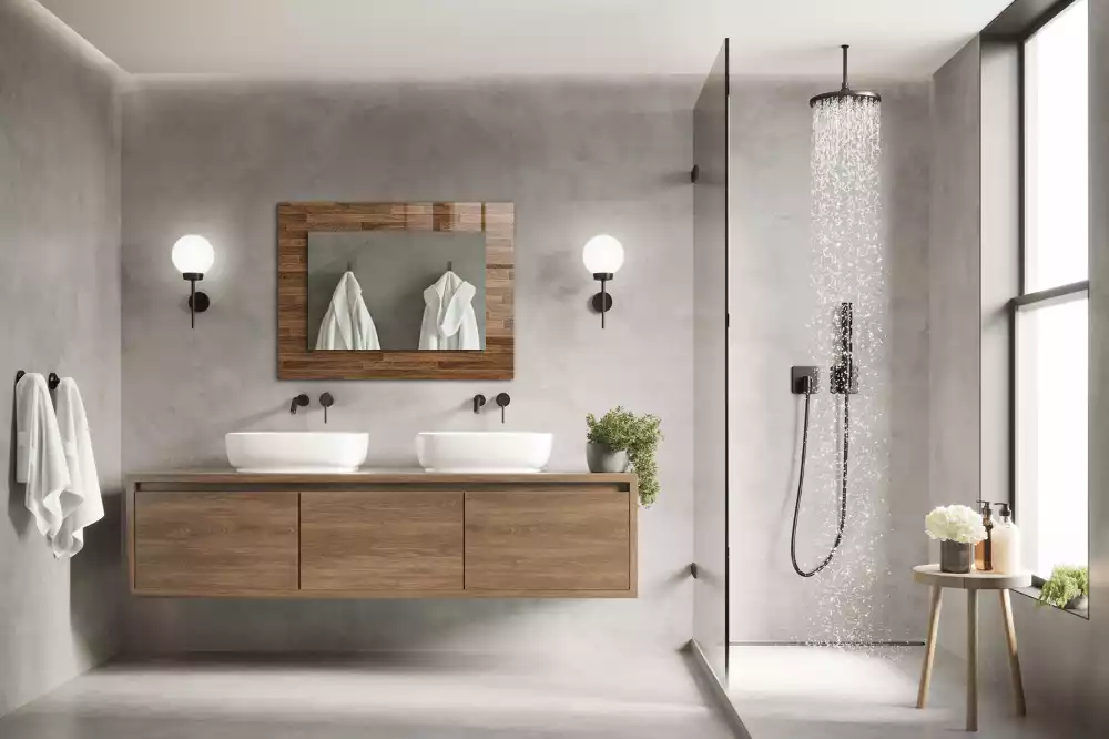 Négyszögletes díszes tükör Fa panelek