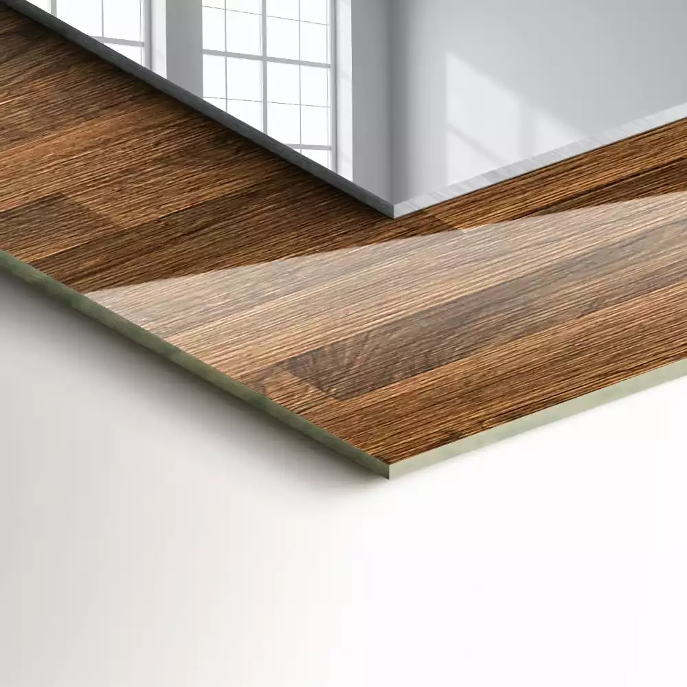 Négyszögletes díszes tükör Fa panelek