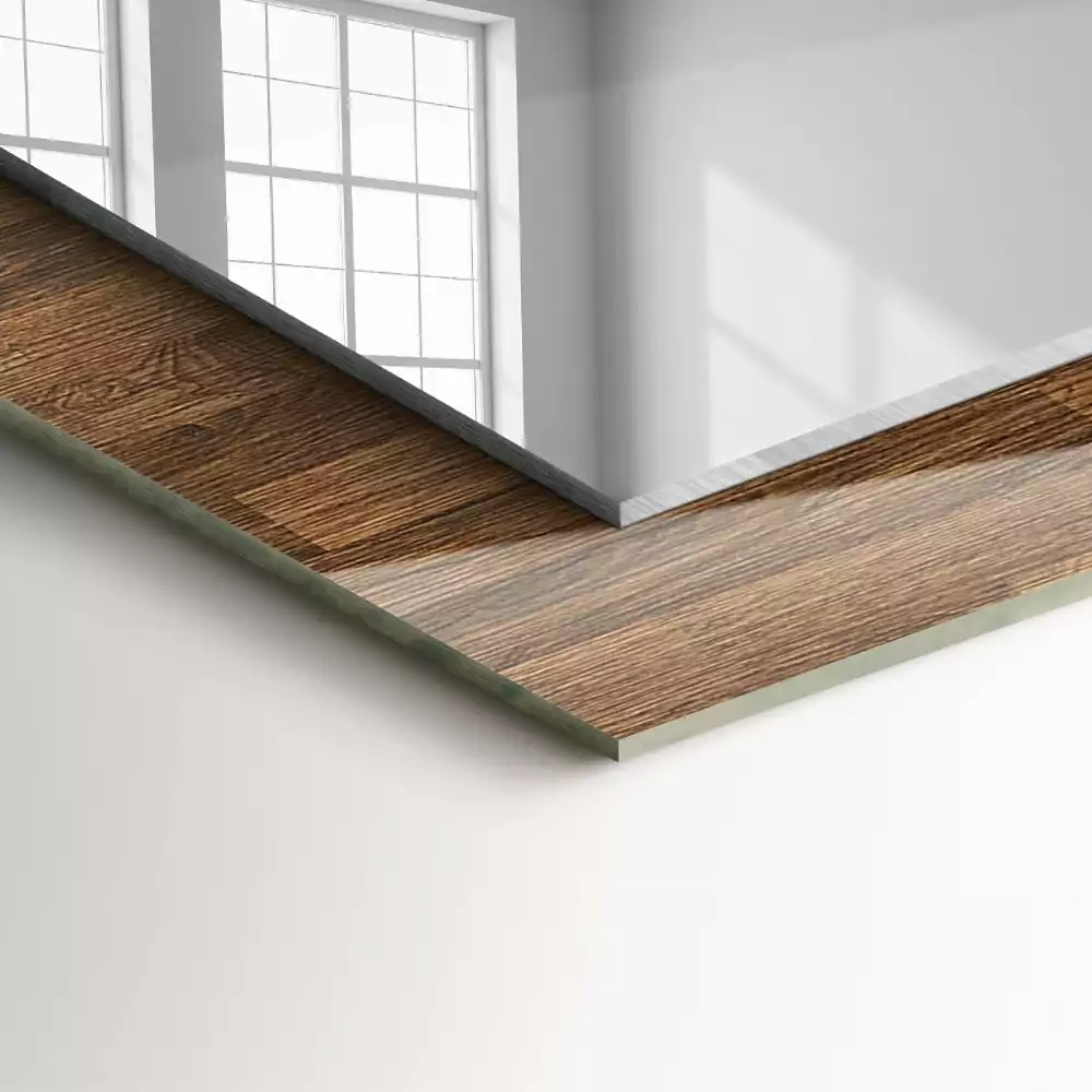 Négyszögletes díszes tükör Fa panelek