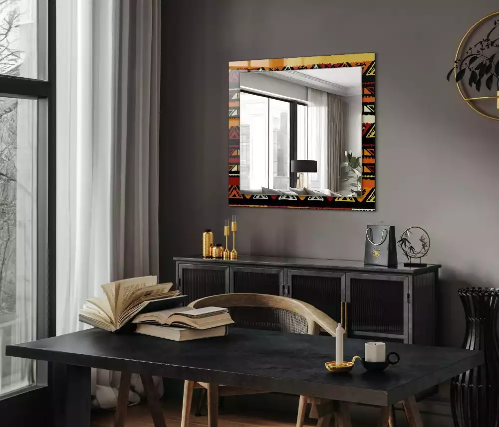 Négyszögletes díszes tükör Színes etnikai minta