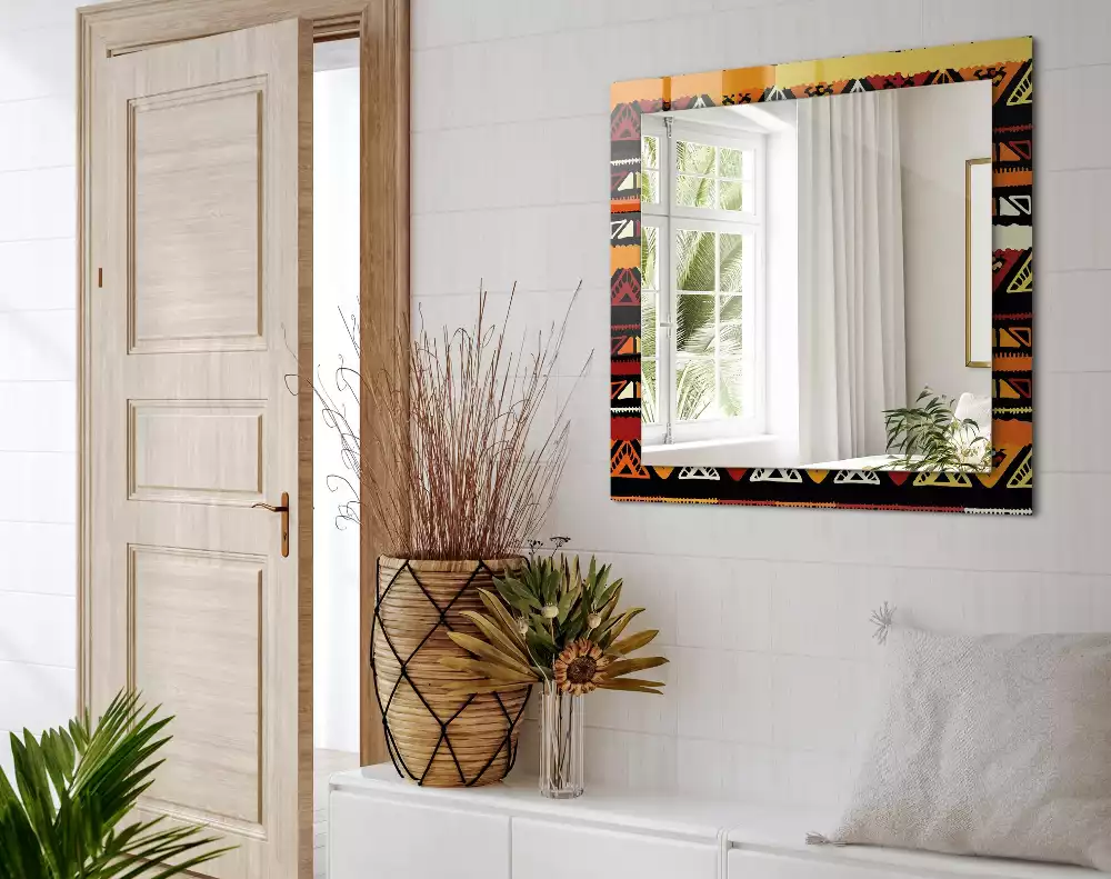 Négyszögletes díszes tükör Színes etnikai minta